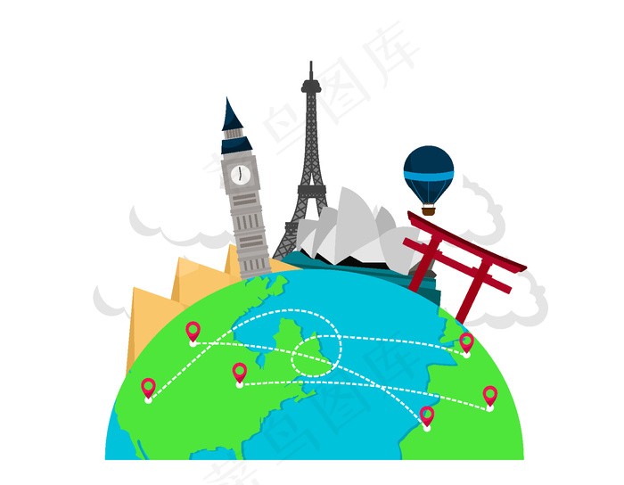 手绘地球板块元素ai矢量模版下载