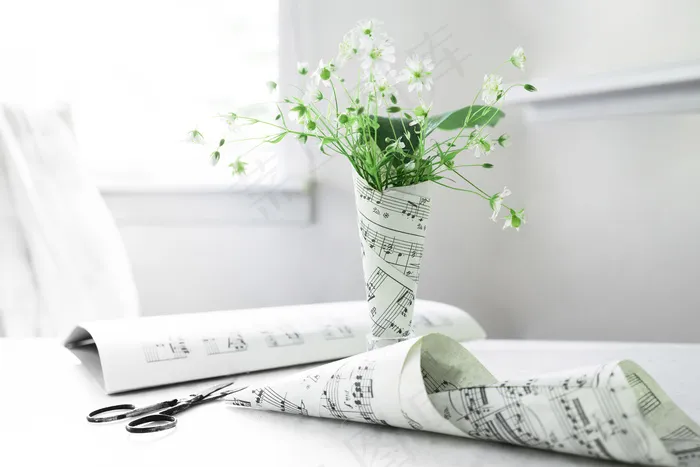 简约小清新文艺风插花静物摆拍背景