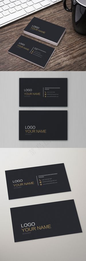 精品流行创意黑色商务名片模板个人名...