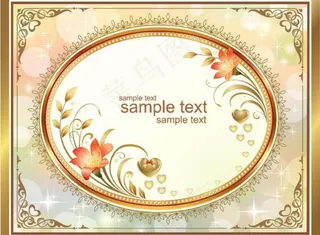 金色花纹边框 情人节背景图片