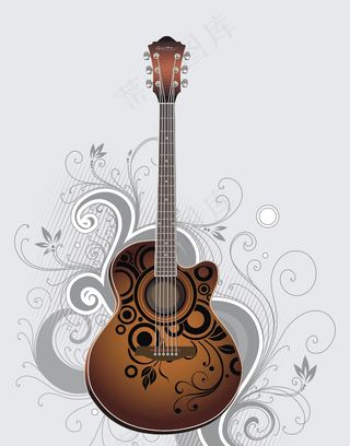 吉他音乐素材花纹底纹艺术效果