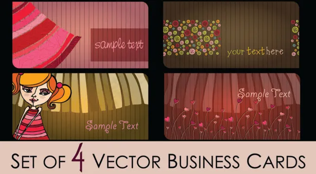 时尚潮流插画名片eps,ai矢量模版下载