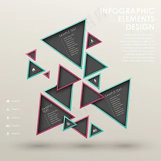 带彩色边框的黑色三角形信息图表