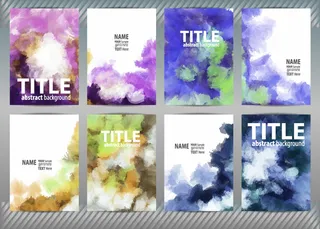 8款创意水彩墨迹卡片