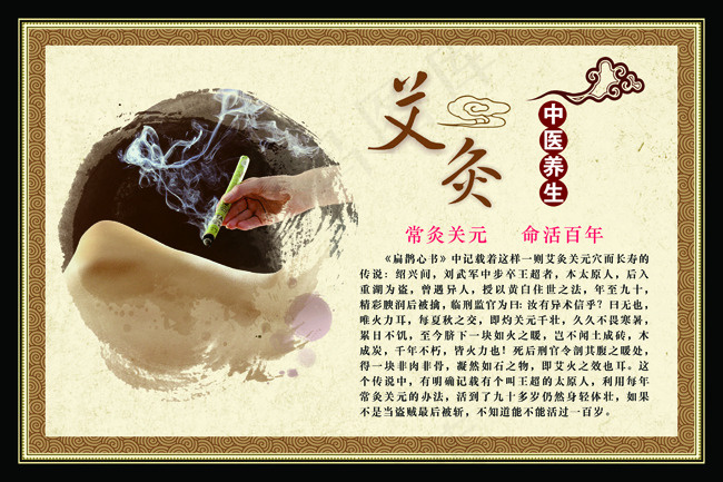 艾灸中医养生展板psd模版下载