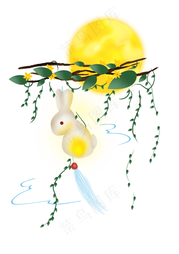 中秋节月亮和兔子灯,免抠元素(2480*3508px 300 dpi )psd模版下载