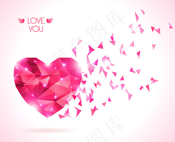 钻石纹理情人节矢量卡片