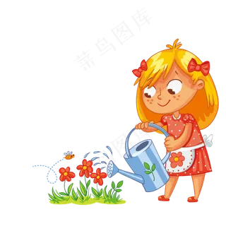 浇水的小女孩