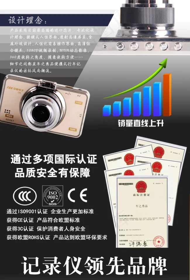 行车记录仪详情页认证设计理念psd模版下载