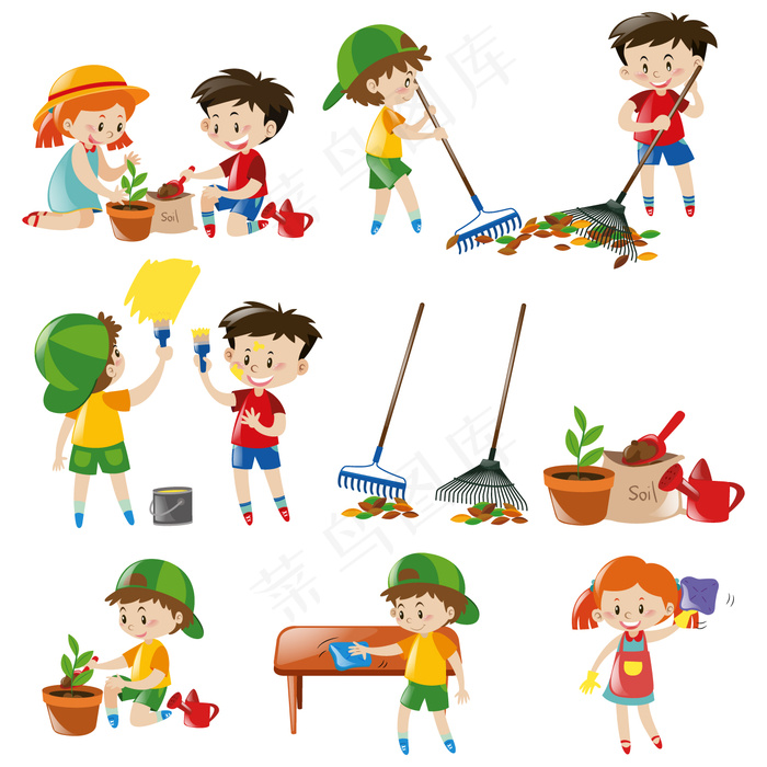 卡通人物扁平化可爱各种职业矢量素材