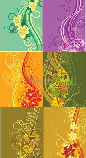 梦幻花纹背景矢量素材图