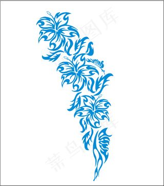 蓝色花卉纹理AI下载免费下载