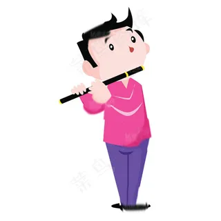 吹箫孩子乐队设计矢量素材