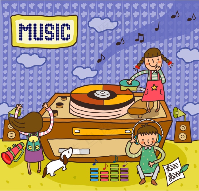 卡通儿童音乐插画