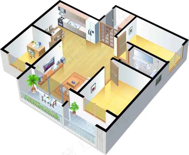 家装装饰装修布局素材设计ai矢量模版下载