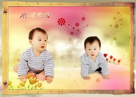 意趣童年-儿童相册PSD分层模板,免抠元素