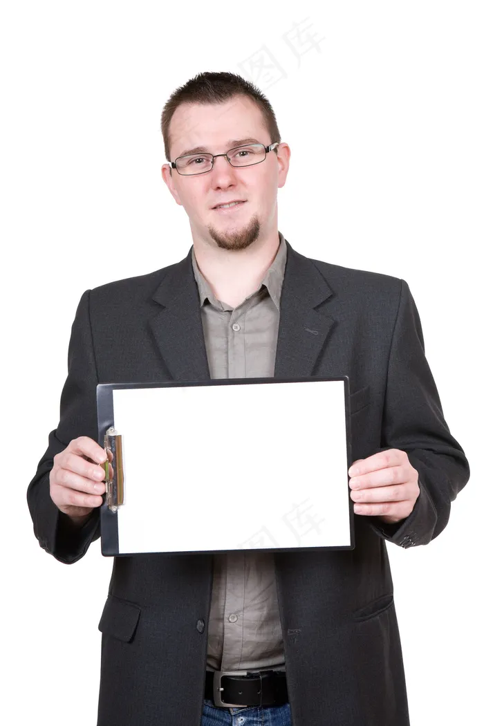 手拿空白文件夹的人 商务人物图片