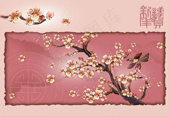 喜上眉梢中国吉祥国画矢量图