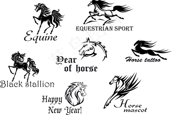 新年马图案矢量素材