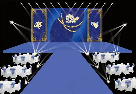 蓝金色婚礼效果图