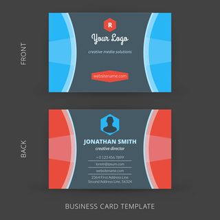 蓝黄色搭配的商务名片版式