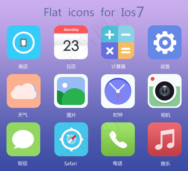IOS7系统图标PSD分层素材psd模版下载