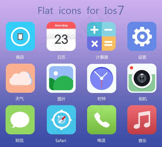 IOS7系统图标PSD分层素材psd模版下载