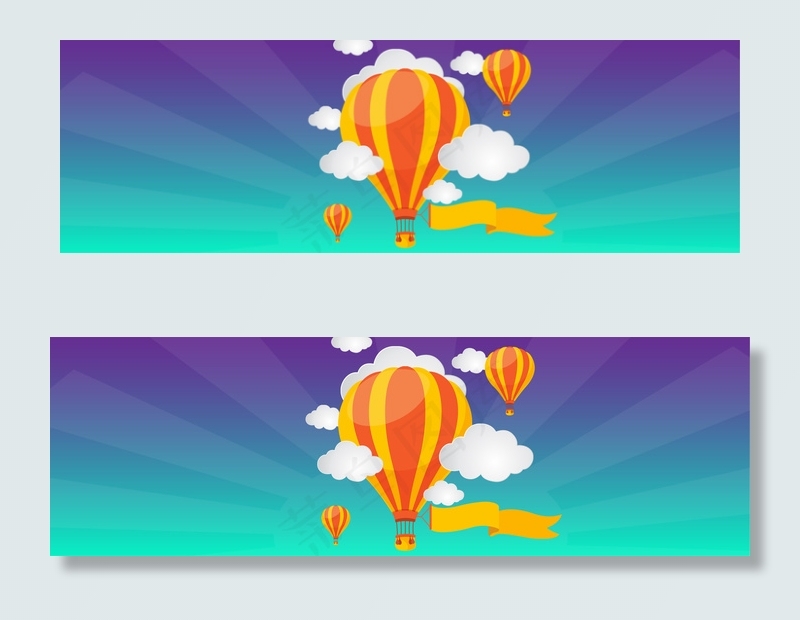卡通热气球炫酷背景banner　