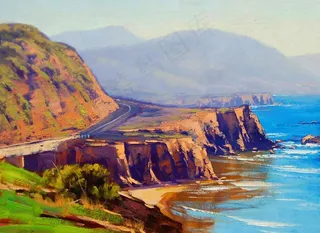 油画 海岸风景图片