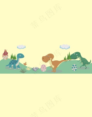 卡通动物场景插画风景画卡通图案矢量...