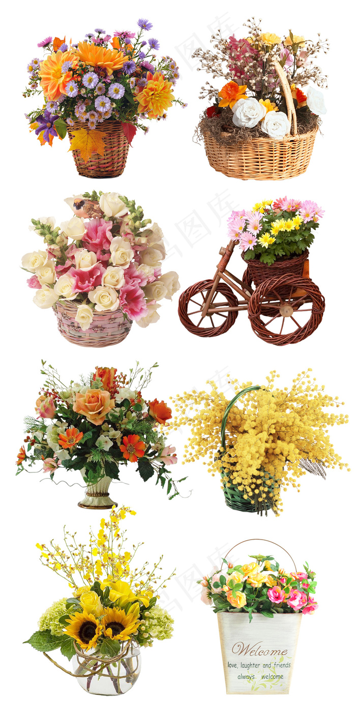 文艺清新花篮鲜花淘宝促销海报