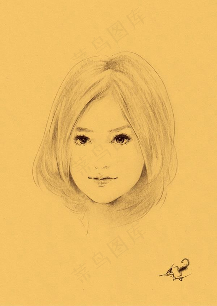 手绘美女头像图片