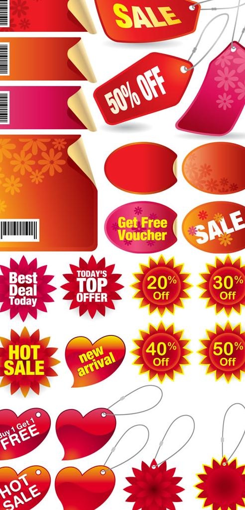 商场销售吊牌标贴矢量图 AI