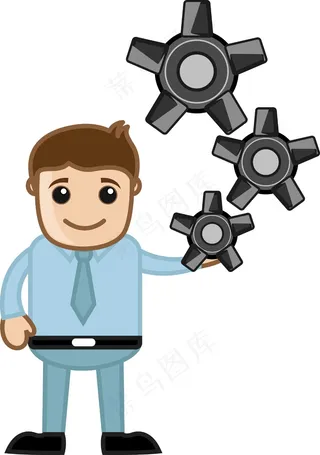 齿轮-过程-商业漫画矢量