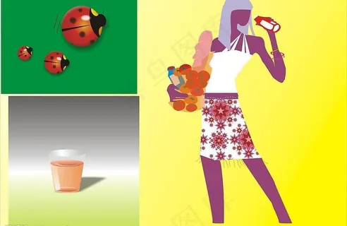 矢量人物杯子和虫子图片 矢量人物杯子和虫子图片