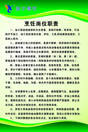 烹饪岗位职责cdr矢量模版下载