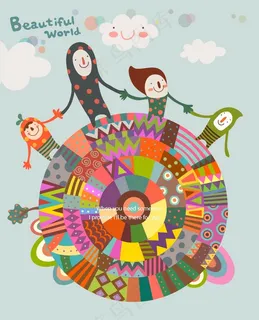 欢乐牵手儿童美丽世界矢量素材 欢乐牵手儿童美丽世界矢量素材