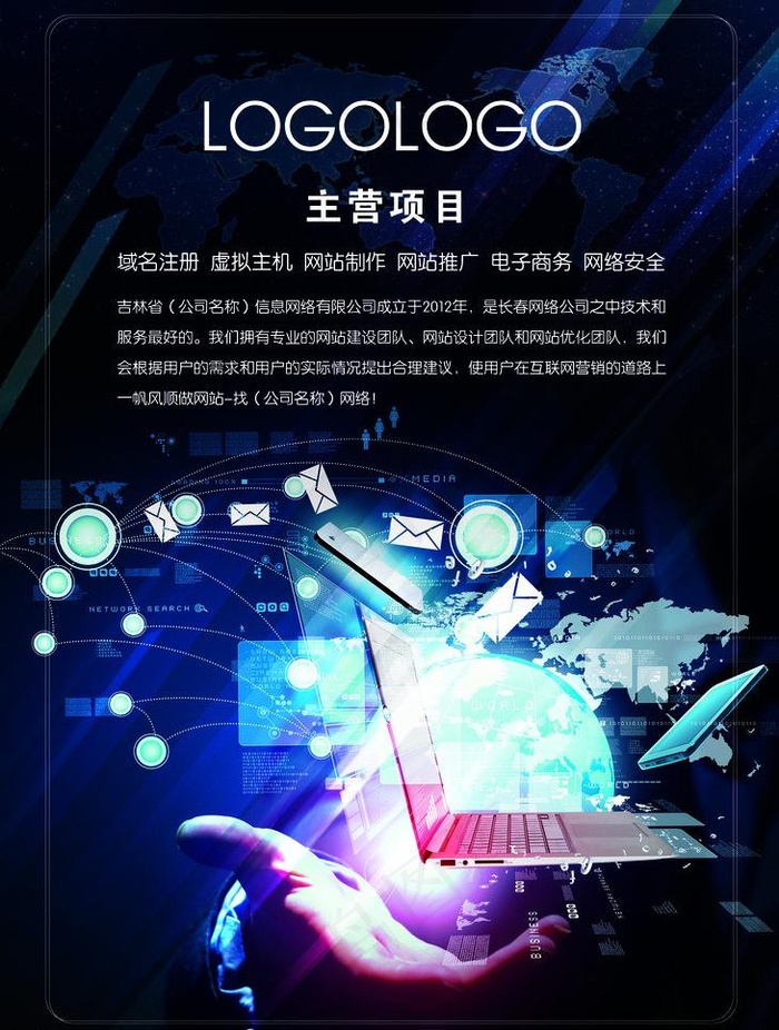 网络科技公司宣传单图片(2551X3579(DPI:300))psd模版下载