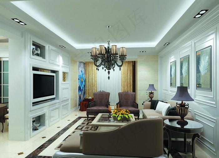 简欧客厅效果图