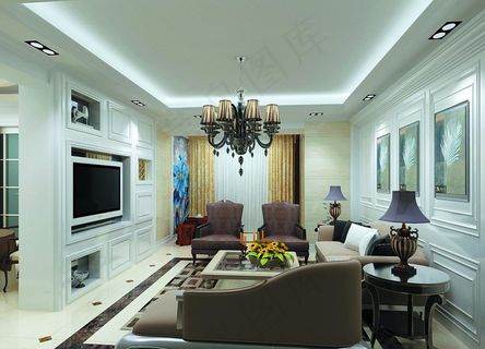简欧客厅效果图