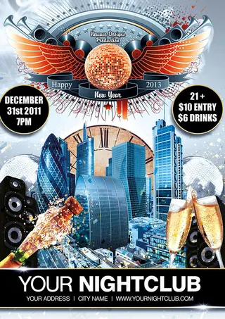 香槟酒吧夜店海报