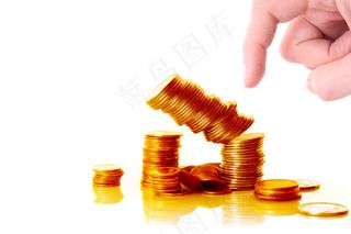 手拿储钱罐金币货币 理财保障商务金融财富增长主题