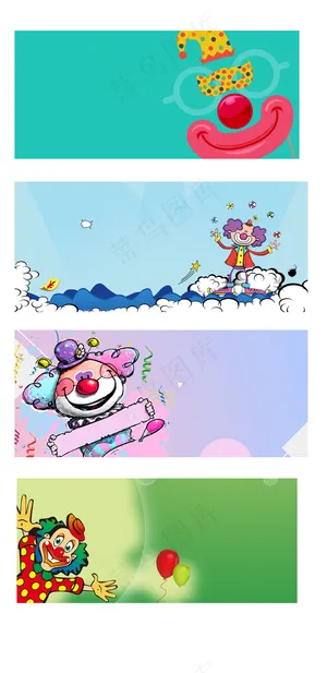 手绘童趣小丑愚人节展板背景元素