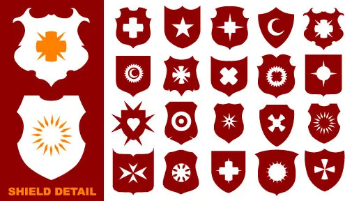 各式各样的盾牌形状矢量素材eps,ai矢量模版下载