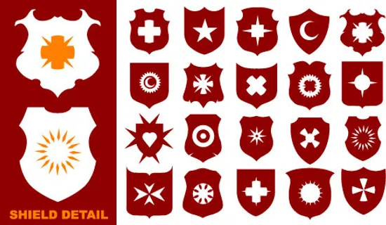 各式各样的盾牌形状矢量素材 各式各样的盾牌形状矢量素材