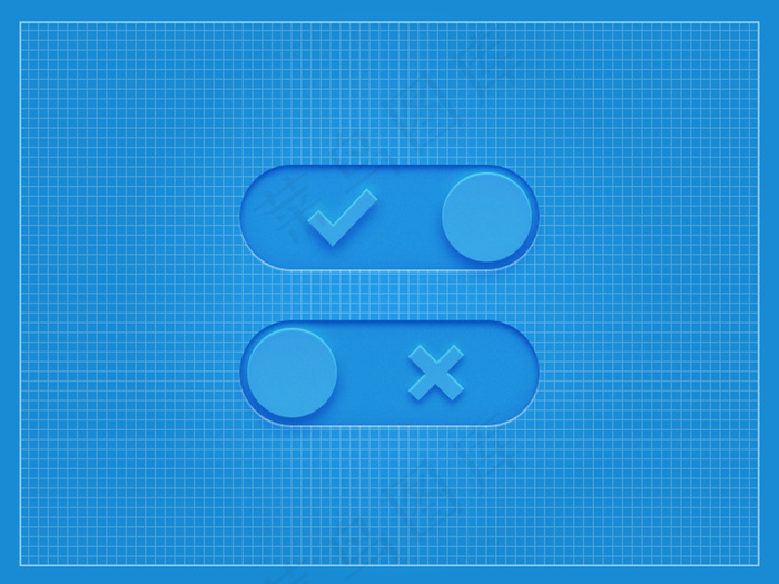 蓝色网页开关滑块按钮设计