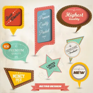 复古风格标签贴纸矢量素材