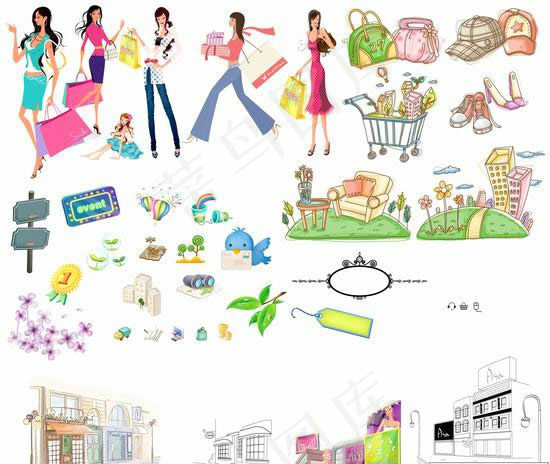 卡通设计元素PSD源文件