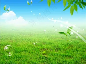 清新自然草地风景PPT模板