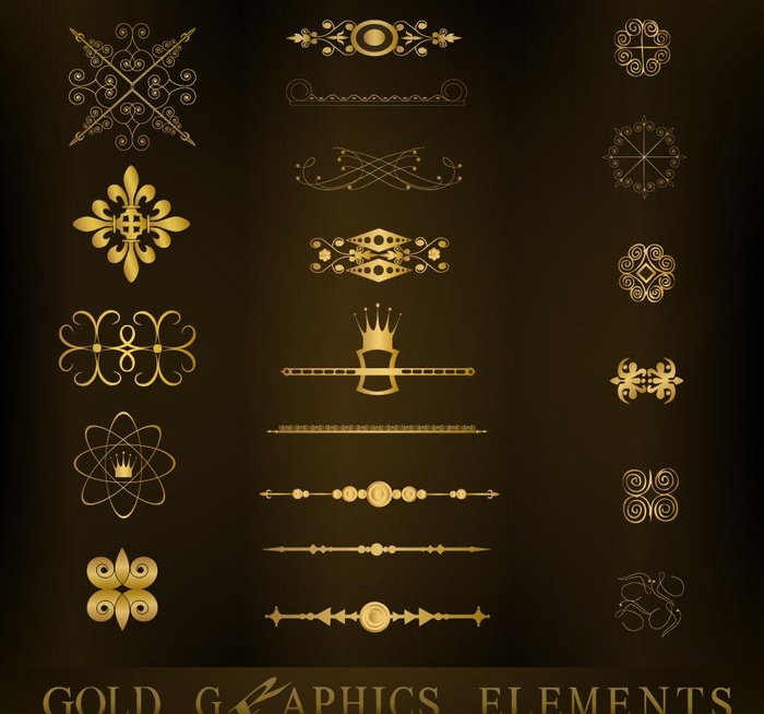 金色欧式花纹花边装饰图片